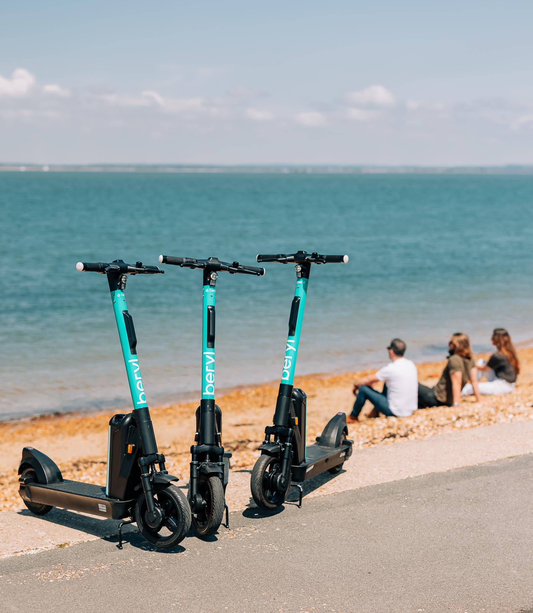 Beryl scooters on Isle of Wight beach