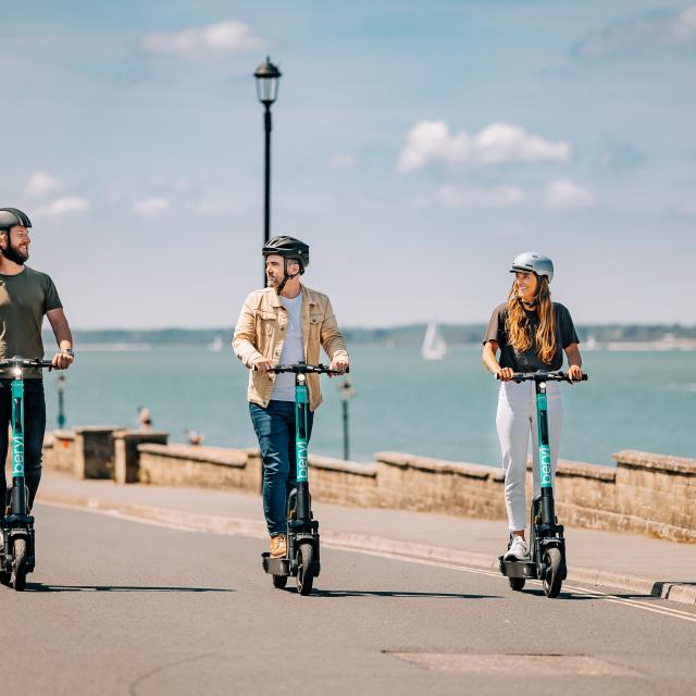 Beryl scooter riders on Isle of Wight