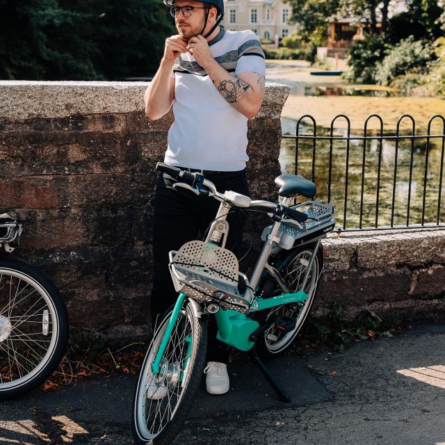 Rider using a Beryl bike in Hereford