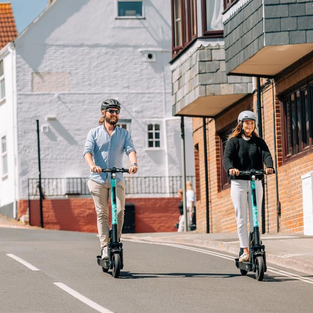 Two e-scooter riders on the Isle of Wight