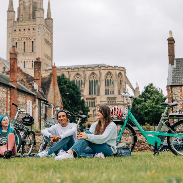 Young people in Norwich using beryl bikes to socialise