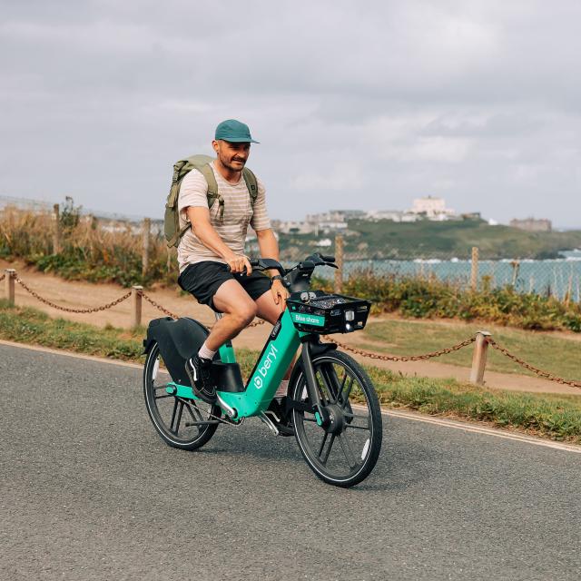 Beryl e-bike cyclist in Cornwall