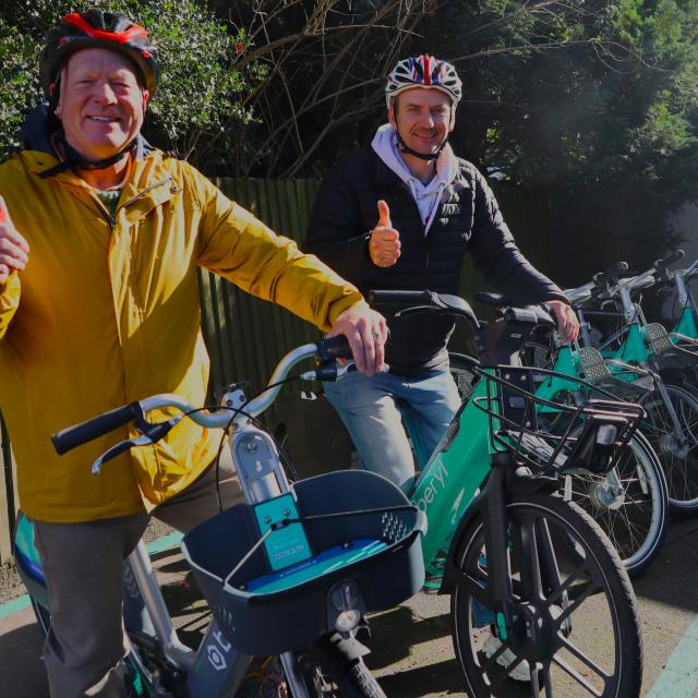 Beryl launch in Croxley Green with Cllr Stephen Giles-Medhurst, Leader of Three Rivers District Council and Ash Trowe, Beryl Scheme Manager