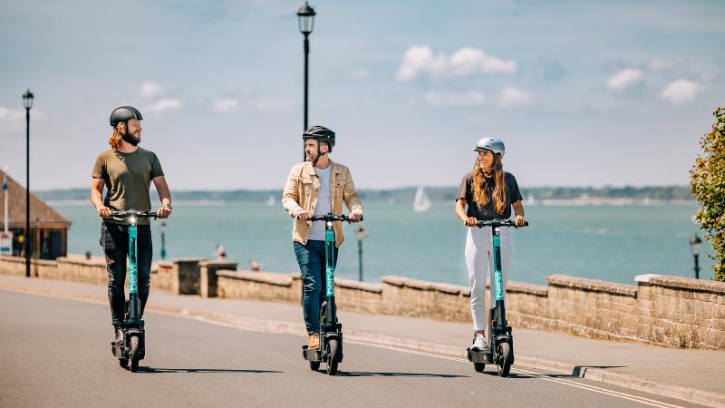 Beryl scooter riders on Isle of Wight